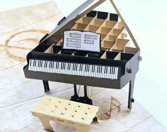 Cartão pop-up 3D de aniversário - Saudação perfeita para amantes da música e entusiastas do piano em ocasiões especiais