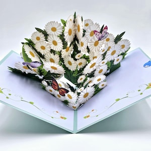 Carte d'anniversaire pop-up 3D - Beau design de marguerite pour les amoureux de la nature, parfaite pour les célébrations spéciales