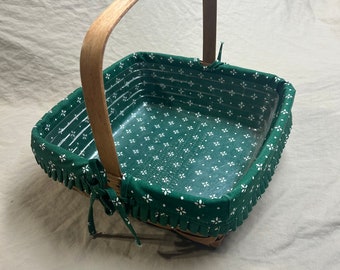 Vintage Longaberger Basket 1995 Green Fabric
