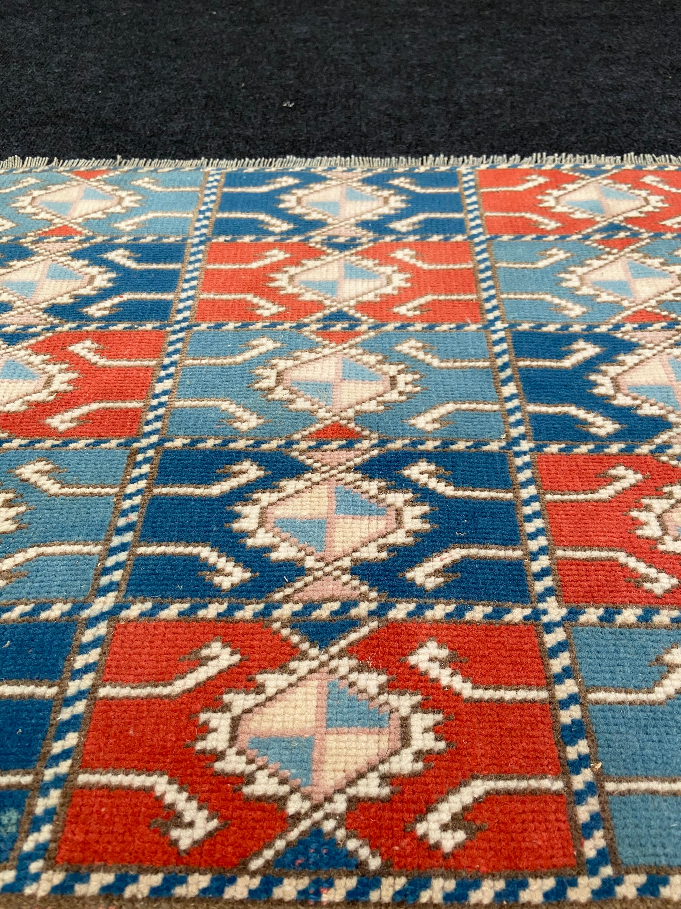 2x1.7Feet square carpet bluered carpet Handmade Turkısh Etsy