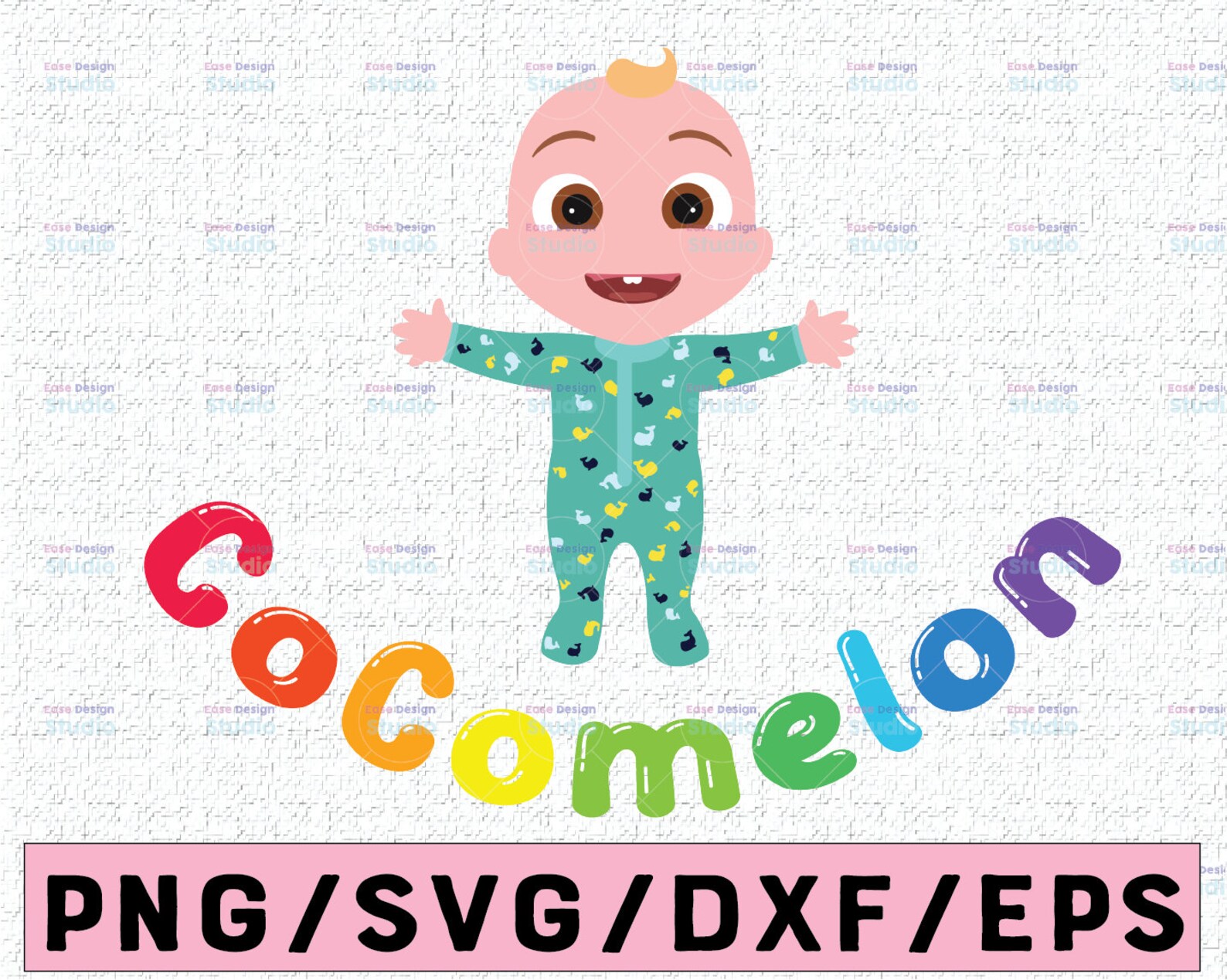 Cocomelon Personalized Family Birthday SVG cocmelon head jj | Etsy