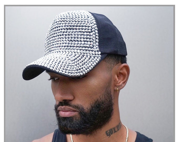 Paris Silver Rhinestone Baseball Cap