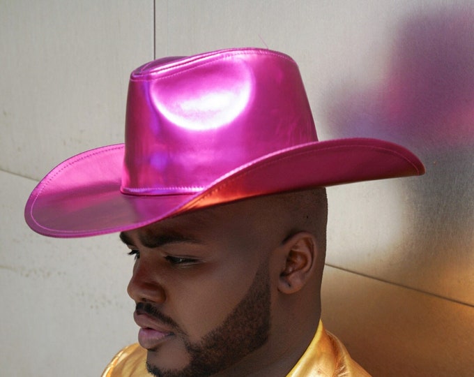 Metallic Pink Wide brim Cowboy Hat