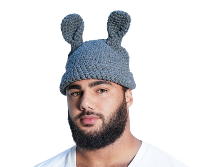 Grey Bunny Knitted Hat