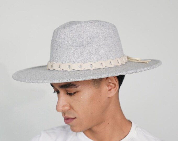 Chic Gray Fedora with Leather Strap