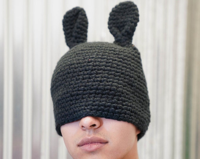 Black Bunny Knitted Hat