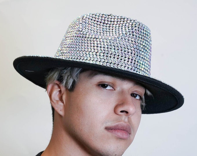 Iridescent Bling Bedazzeled Fedora for Men