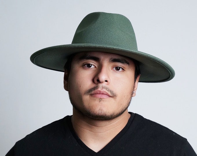 Forrest Green Wide Brim Fedora