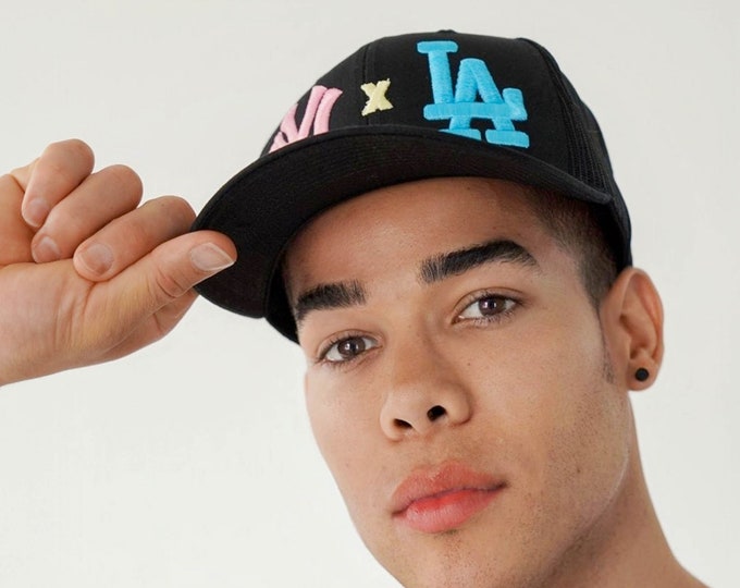 Black Pink NY X Blue LA Trucker Hat