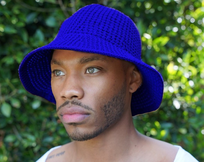 Blue Crocheted Bucket Hat