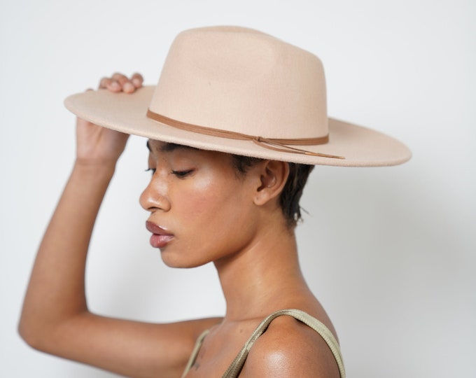 Cream Australian Wool Wide Brim Fedora Hat