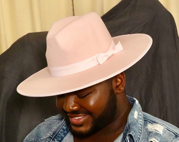 Pink Fedora Hat with Ribbon