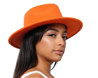Orange fedora hat womens clearance