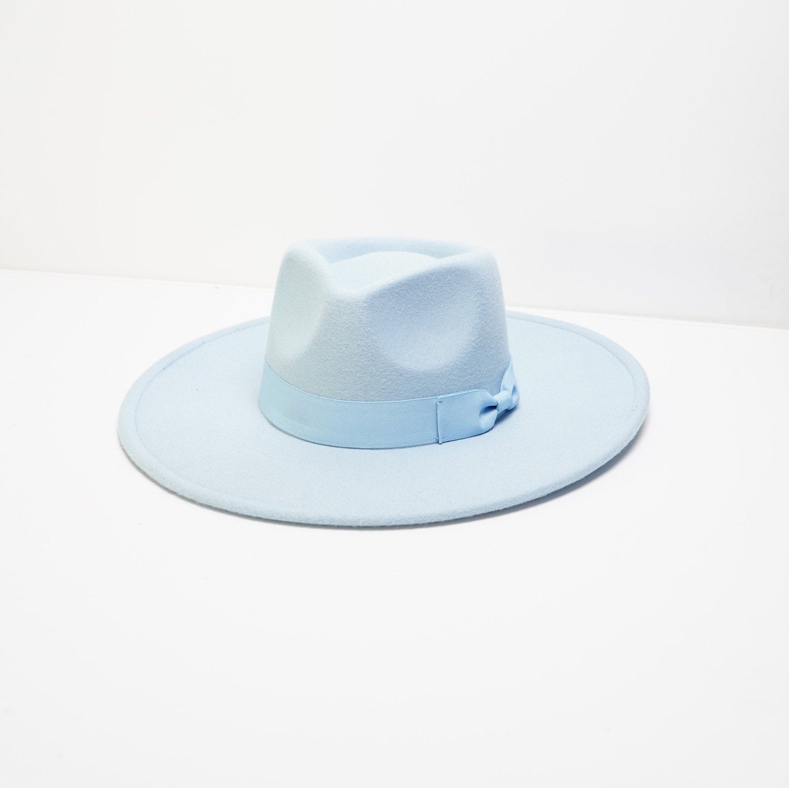 Baby Blue Fedora Hat with Ribbon Etsy