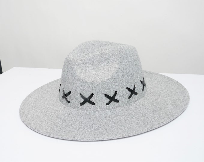 Women's Heathered Grey with Black X Hand Stitched Detail