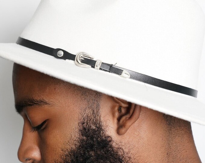 Eggshell White Cowboy Fedora with Buckle Detail