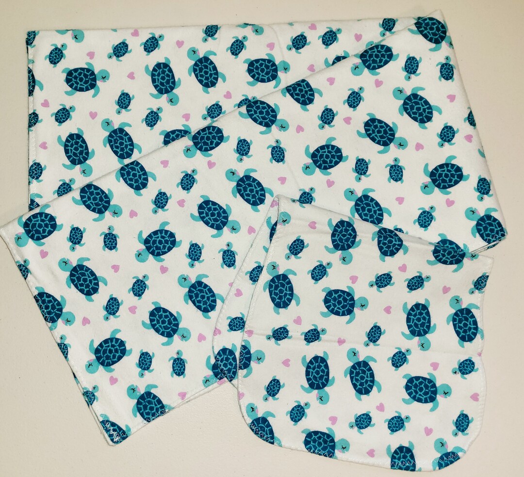 Turtles Flannel Receiving Blanket & Burp Cloth Etsy UK