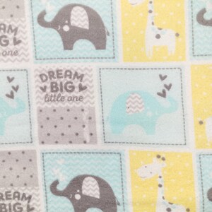 Dream Big Patchwork Elephant Flannel Receiving Blanket