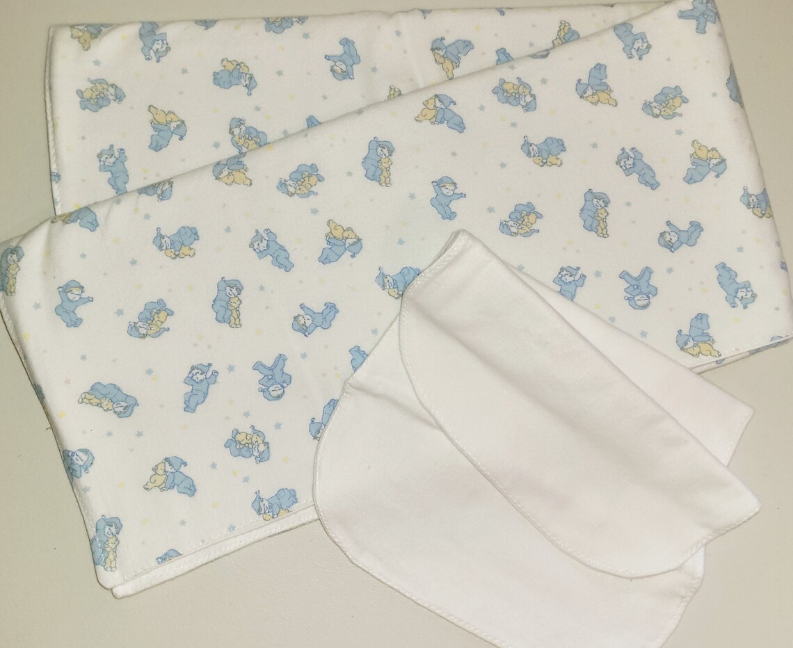 Baby Boy Flannel Receiving Blanket & Burp Cloth Etsy