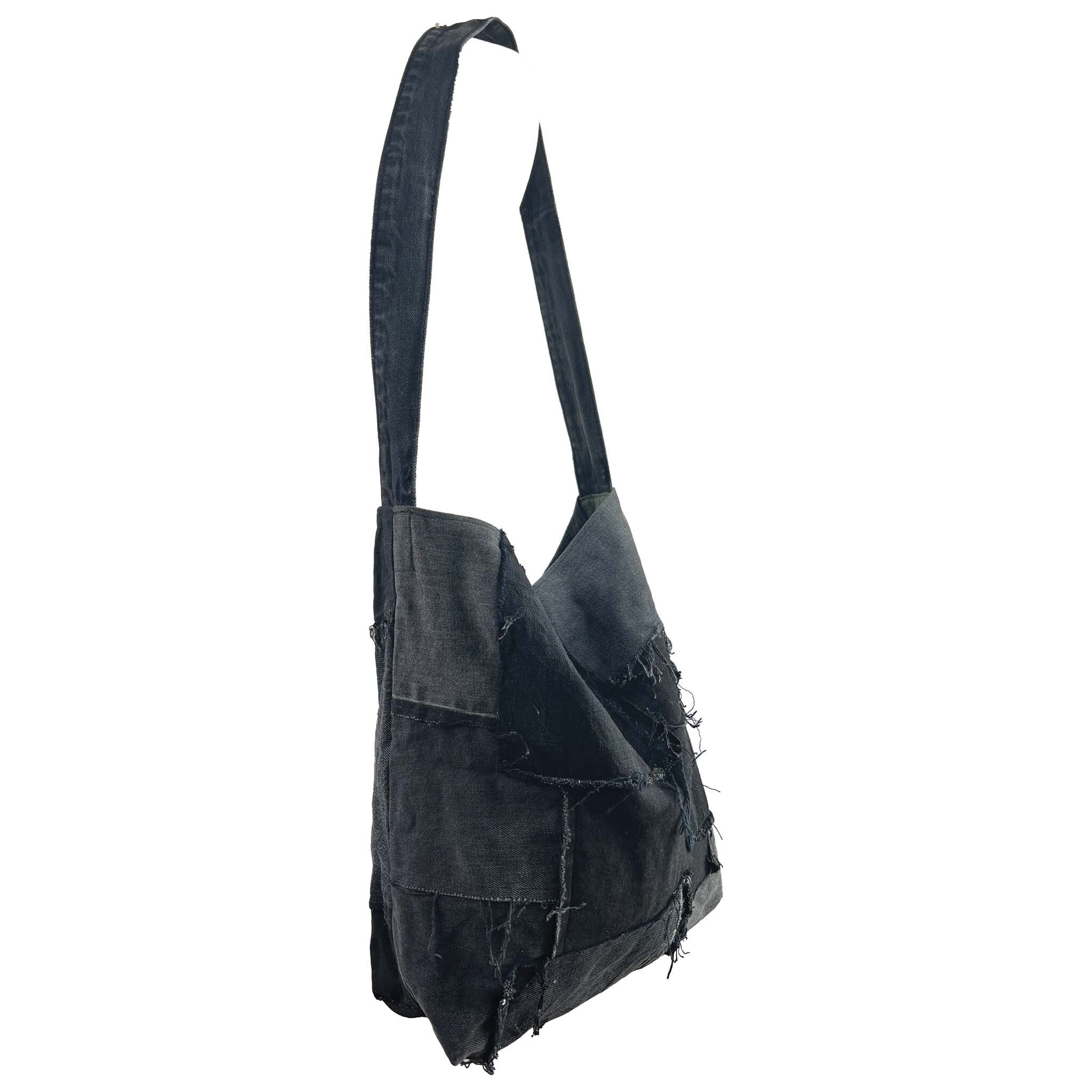 Slouch Patch Denim Bag Black - Etsy Canada