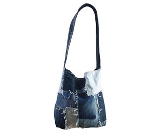 Slouch Patch Denim Bag Black - Etsy