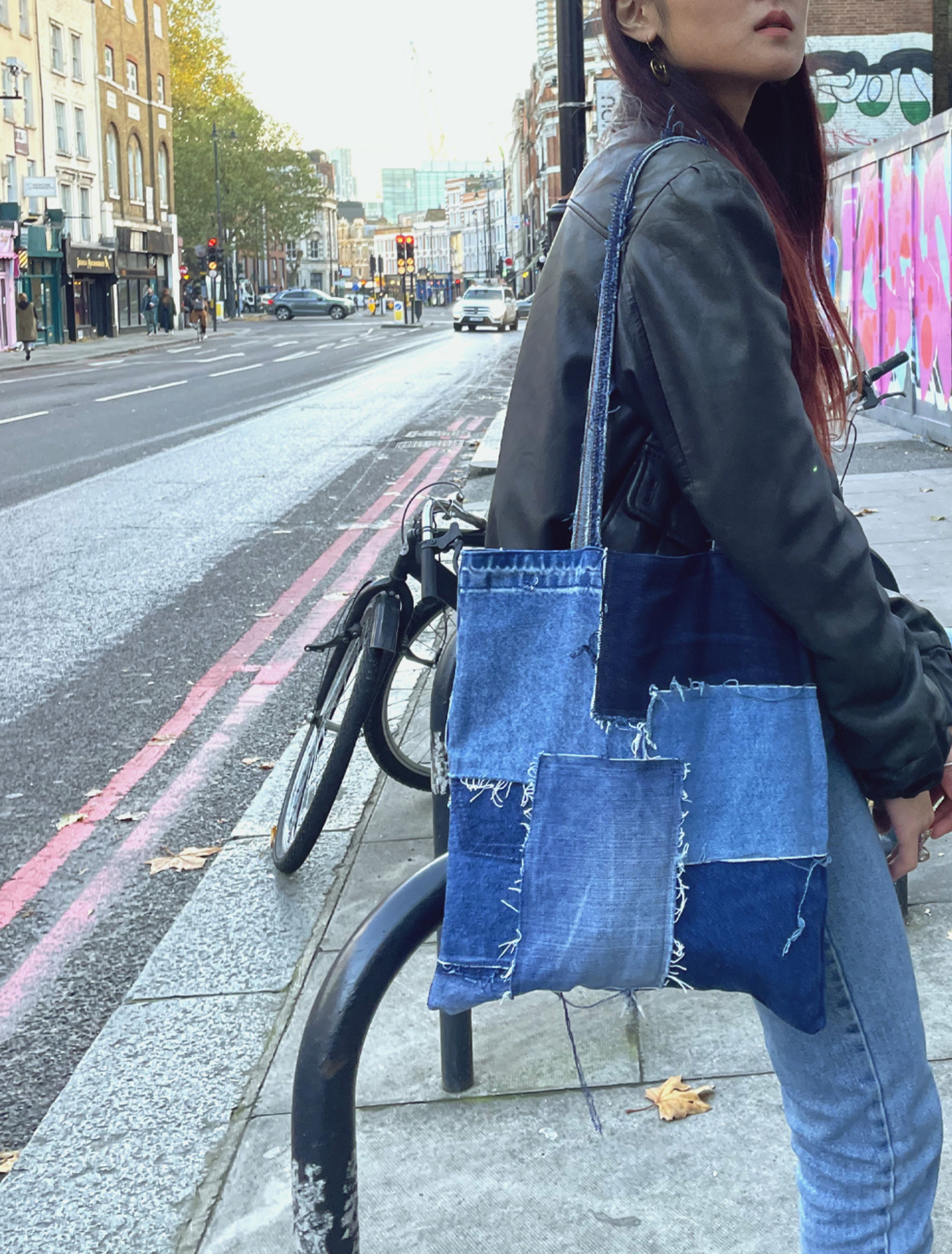 Handmade Reversible Patched Denim Tote Bag 