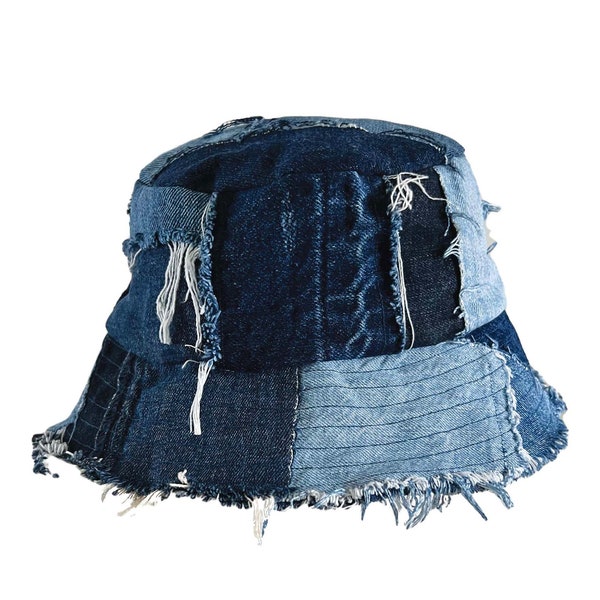 Blue Denim Bucket Hat Etsy