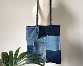 Handmade Reversible Patched Denim Tote Bag