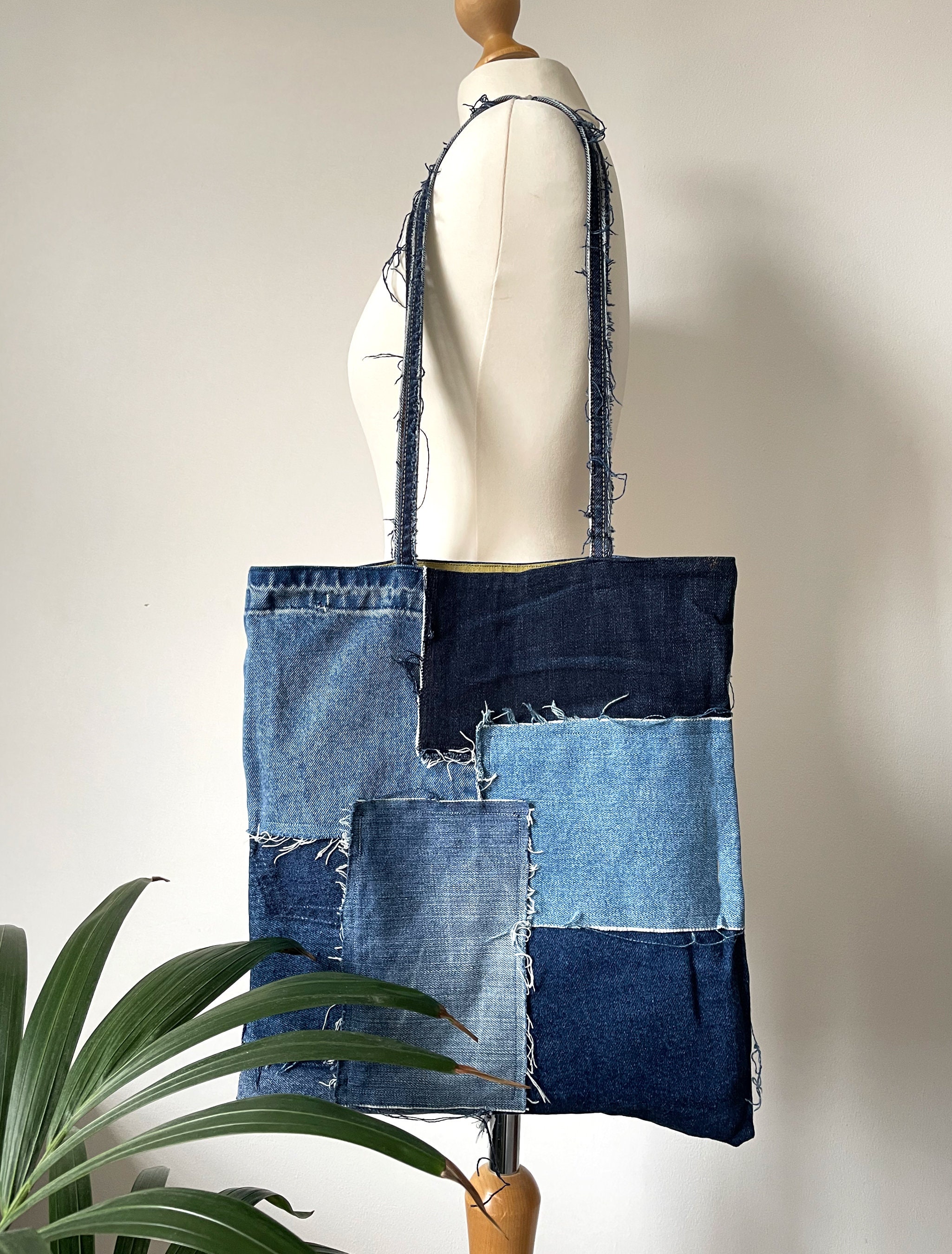  Rysmoclr The Tote Bag for Women Denim Tote Bag with Zipper  Women's Traveler Tote Patchwork Design Tote Bag (Black Denim) : Clothing,  Shoes & Jewelry