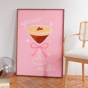 Espresso Martini Cocktail print,Digital Print, Pink, Wall Art Bar, Retro cocktail wall, Martini Poster, Download Print, JPG