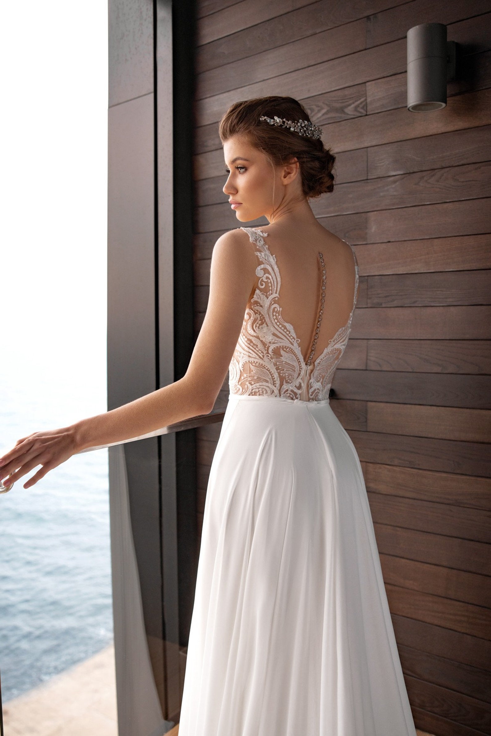 Lace Wedding Dress Boho Bridal Gown Boho Romantic Bohemian Etsy