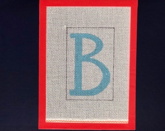 DIY "B" NEEDLEPOINT kit- you CHOOSE the colors! Frame included.