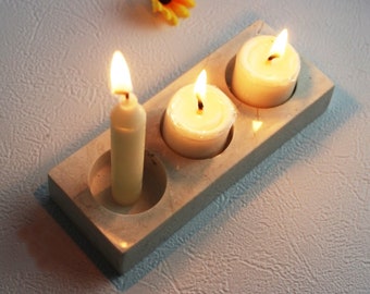 Marble Stone Candle Holder | Black Candle Holder | Cream Candle Holder | Candle Holder Marble