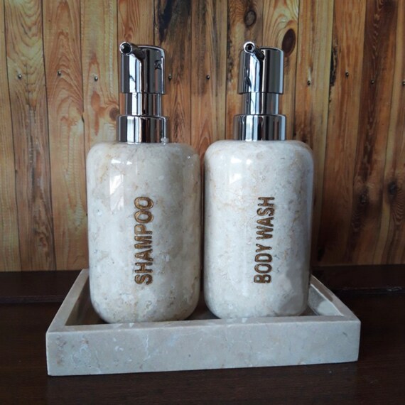 Marble Soap Dispensers Set Marble Shampoo Dispensers Etsy