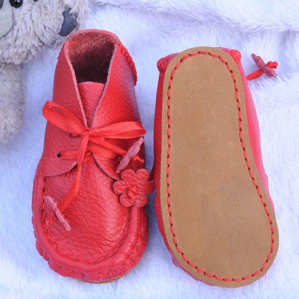 Personalized children moccasin Children's handmade leather shoes