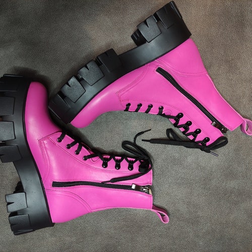 platform pink boots