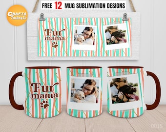 Bont mama mok png, mok voor hondenliefhebbers, fotomok sjabloon, Cricut mokpers 11oz, 12oz, 15oz, koffiemok sublimatieontwerpen.