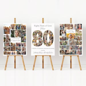 80Th Birthday Photo Collage Template | Canva Template | 80Th Birthday Gift | Dad Or Mom | Editable in Canva