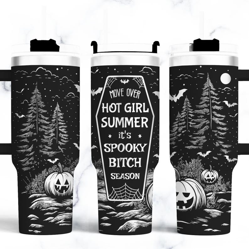Halloween Seamless 40oz Tumbler Designs engraved SVG Files.