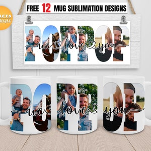 Wir lieben dich Pop-Pop-Tasse png , Kaffeetasse png, Fotobechervorlage, Cricut-Becherpresse, 11 Unze, 12 Unze, 15 Unze Kaffeetasse Sublimations-Designs.