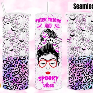 Beker met dikke dijen en spookachtige vibes, Halloween-beker png, 20oz magere beker png, naadloze beker png Sublimatie ontwerp digitaal bestand