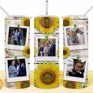 Photo Template | Sunflower 20oz Skinny Sublimation Tumbler Design | Photo frame tumbler Sublimation Png Digital File instant download.