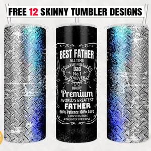 Best Father All Time Dad No. 1 Tumbler, 20oz Skinny Sublimation Tumbler Designs, Fathers day Seamless Tumbler PNG Downloads File.