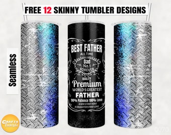 Bästa pappan genom tiderna pappa nr 1 tumbler, 20oz smala sublimeringstumblerdesigner, fars dag sömlösa tumbler PNG-nedladdningsfil.