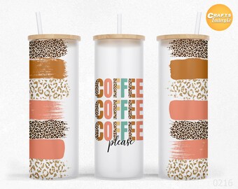Coffee please 25oz libbey glass wrap Sublimation Tumbler Craft Project Libby Can glass Wrap PNG Files.