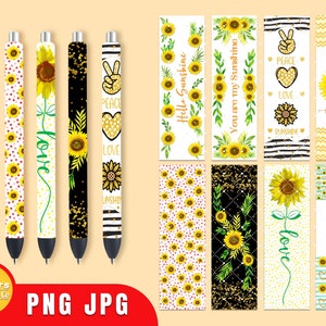 Pen wrap sunflower bundle, Summer pen wrap, Epoxy pen wrap, Seamless pen wrap, Pen wraps waterslide png Digital file instant download.
