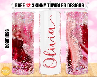 20oz Skinny Tumbler Sublimation, Red marbles tumbler, Agate Glitter tumbler Sublimation Add Your Own Text Name Digital File PNG Downloads.