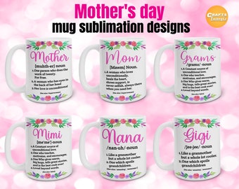 Mother's day mug sublimation designs Bundle, Mother's day mug gift, 11oz mug png, 15oz mug png, Mom mug design, Cricut mug press File PNG