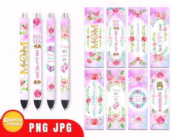 Mom Pen wraps, Mother's day pen wrap, Best mom ever png, Epoxy pen wraps flower, Pen wrap bundle png digital file instant download.