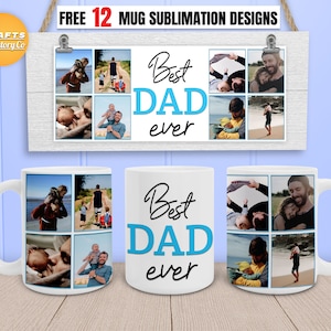 Best dad ever mug with photo png, Coffee mug png, 11oz Mug png, 15oz Mug png, Photo mug template for sublimation PNG file ready to use.